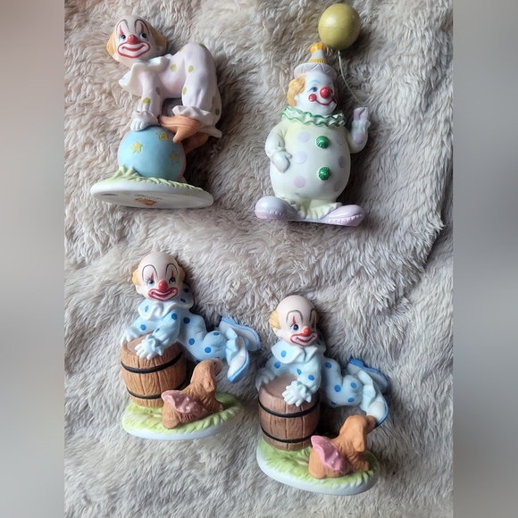 Vintage Geo Z. Lefton 1987 Circus Clown Party Balloon Funny Figurine set of 4! - Picture 1 of 14